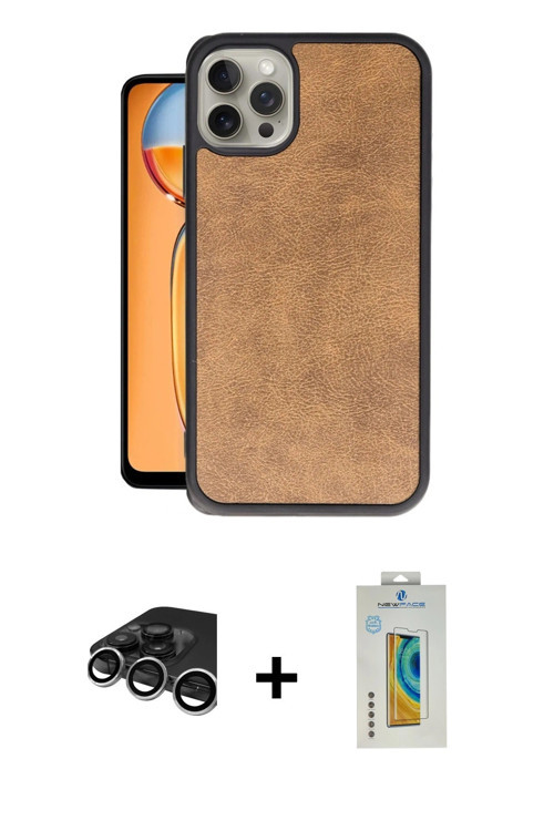 iPhone 15 Pro Kılıf Kıvılcım Işık Serisi - Siyah Polymer Nano Ekran Koruyucu + Gümüş Raze Metal
