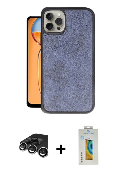 iPhone 15 Pro Kılıf Kıvılcım Işık Serisi - Siyah Polymer Nano Ekran Koruyucu + Gümüş Raze Metal