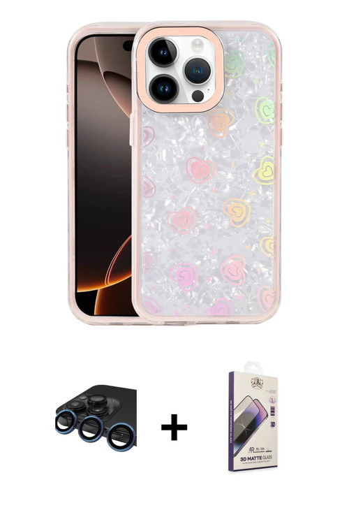 iPhone 15 Pro Kılıf Odak Prime - Siyah Bilvis 3D Mat Cam Ekran Koruyucu + Lacivert Raze Metal K