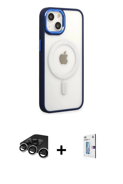 iPhone 15 Pro Kılıf Yankı Işık Özel Seri - Siyah Bilvis 0.18mm Plus Cam Ekran Koruyucu + Gümüş