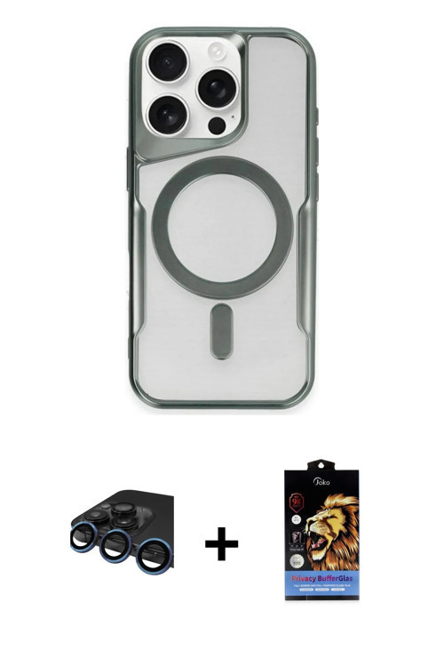 iPhone 15 Pro Kılıf Yadigar Klasik Özel Seri - Siyah Buffer Hayalet Cam Ekran Koruyucu + Lacive