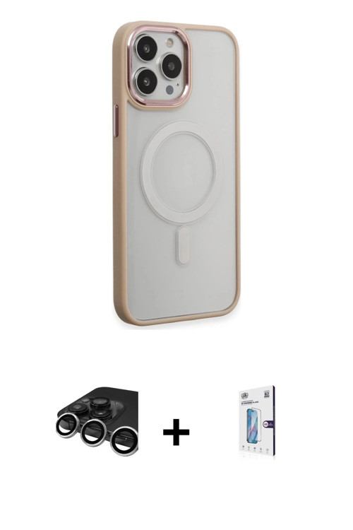 iPhone 15 Pro Kılıf Yankı Işık Özel Seri - Siyah Bilvis 0.18mm Plus Cam Ekran Koruyucu + Gümüş