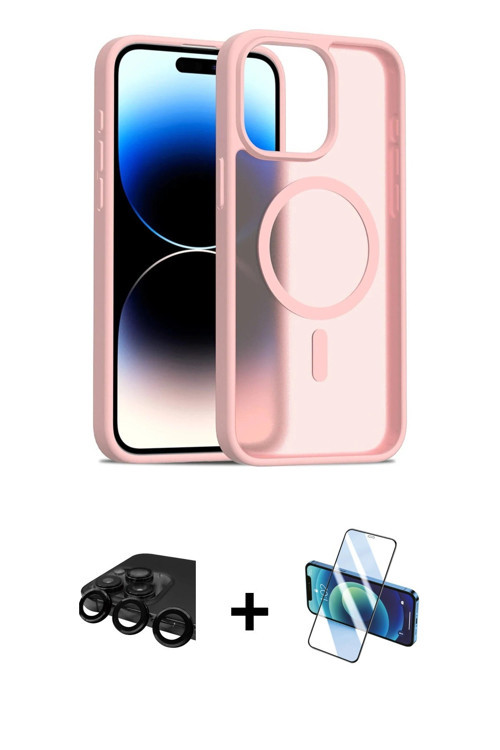 iPhone 15 Pro Kılıf Siluet Minimal Prime - Siyah 3D Antistatik Cam Ekran Koruyucu + Siyah Raze