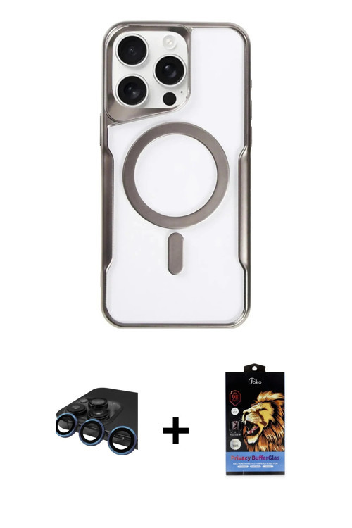 iPhone 15 Pro Kılıf Yadigar Klasik Özel Seri - Siyah Buffer Hayalet Cam Ekran Koruyucu + Lacive