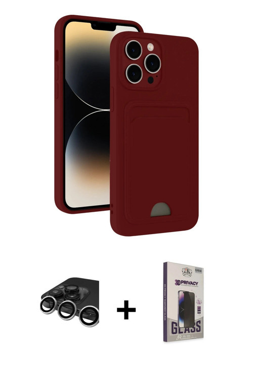 iPhone 15 Pro Kılıf Vadi Çizgi Prime - Siyah Bilvis Hayalet Cam Ekran Koruyucu + Gümüş Raze Met