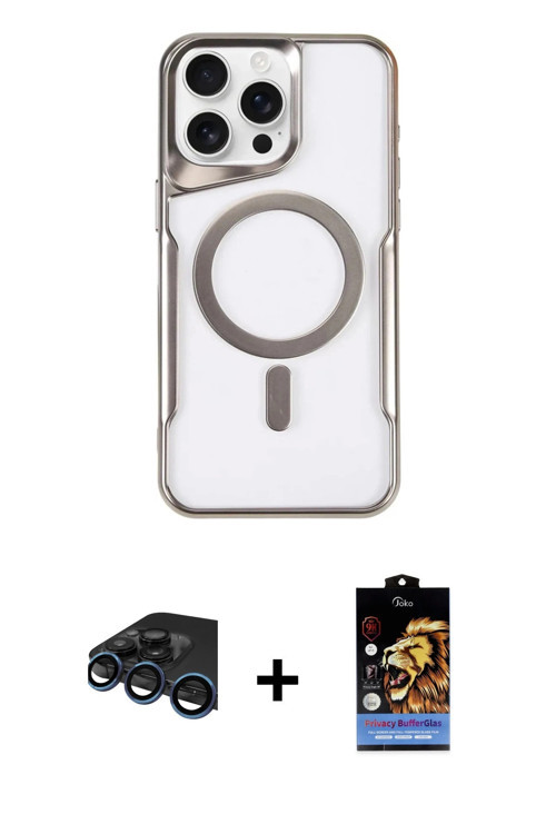 iPhone 15 Pro Kılıf Yadigar Klasik Özel Seri - Siyah Buffer Hayalet Cam Ekran Koruyucu + Lacive