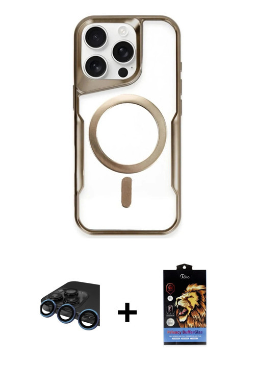 iPhone 15 Pro Kılıf Yadigar Klasik Özel Seri - Siyah Buffer Hayalet Cam Ekran Koruyucu + Lacive