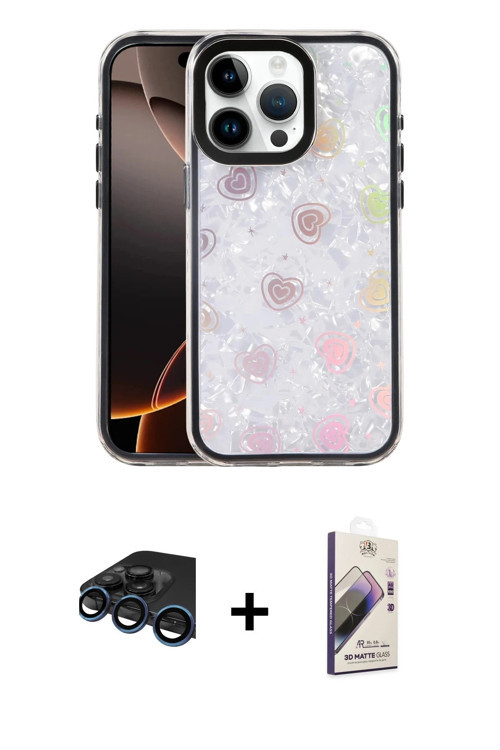 iPhone 15 Pro Kılıf Odak Prime - Siyah Bilvis 3D Mat Cam Ekran Koruyucu + Lacivert Raze Metal K