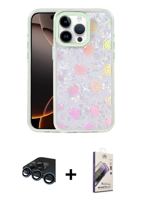 iPhone 15 Pro Kılıf Odak Prime - Siyah Bilvis 3D Mat Cam Ekran Koruyucu + Lacivert Raze Metal K
