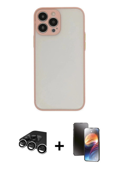 iPhone 15 Pro Max Kılıf Ahenk Çizgi Serisi - Siyah 3D Antistatik Mat Seramik Nano Ekran Koruyuc