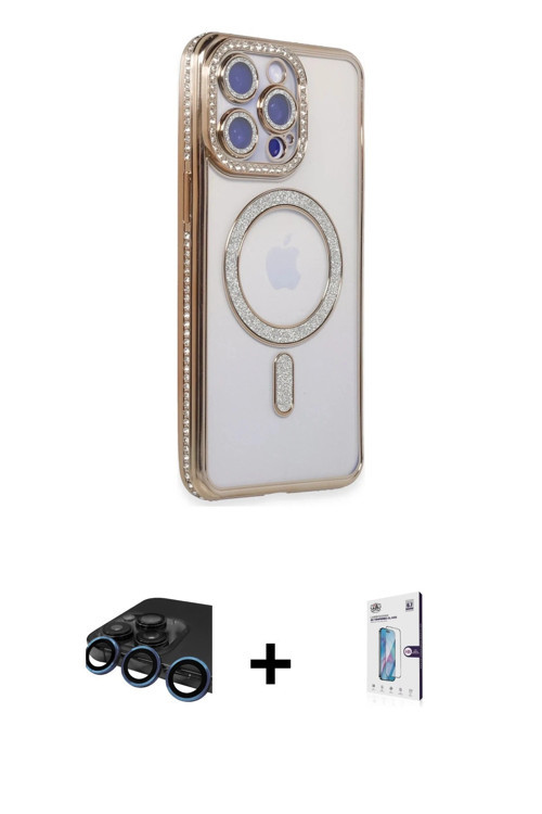 iPhone 15 Pro Kılıf Zirve Doku Prime - Siyah Bilvis 0.18mm Plus Cam Ekran Koruyucu + Lacivert R