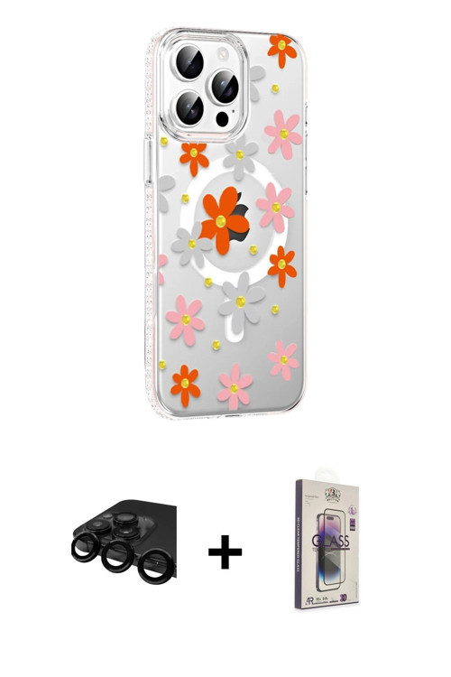 iPhone 15 Pro Kılıf Yörünge Işık Prime - Siyah Bilvis 3D Cam Ekran Koruyucu + Siyah Raze Metal