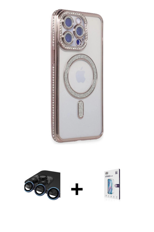 iPhone 15 Pro Kılıf Zirve Doku Prime - Siyah Bilvis 0.18mm Plus Cam Ekran Koruyucu + Lacivert R