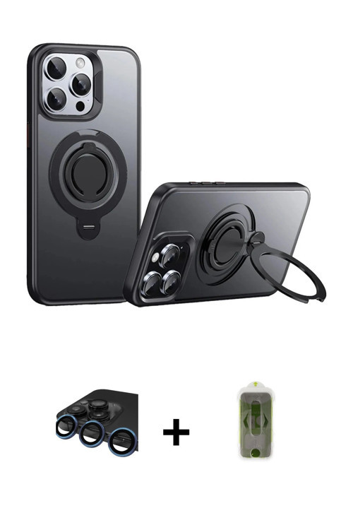 iPhone 15 Pro Kılıf Zirve Çizgi Prime - Siyah Joko Magic 5D Hayalet Cam + Lacivert Raze Metal K