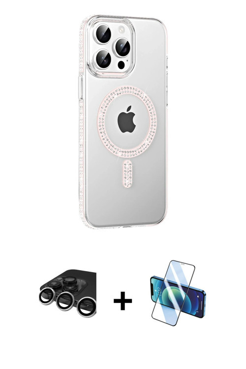 iPhone 15 Pro Kılıf Yörünge Koleksiyonu - Siyah 3D Antistatik Seramik Nano Ekran Koruyucu + Güm