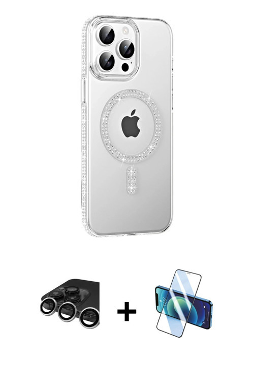 iPhone 15 Pro Kılıf Yörünge Koleksiyonu - Siyah 3D Antistatik Seramik Nano Ekran Koruyucu + Güm