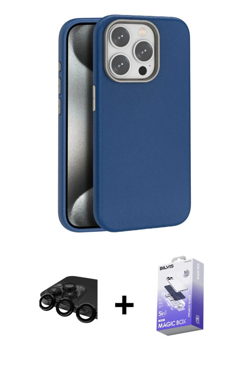 iPhone 15 Pro Kılıf Zirve Modern Prime - Siyah Bilvis 5in1 5D Magic Hayalet Cam Ekran Koruyucu