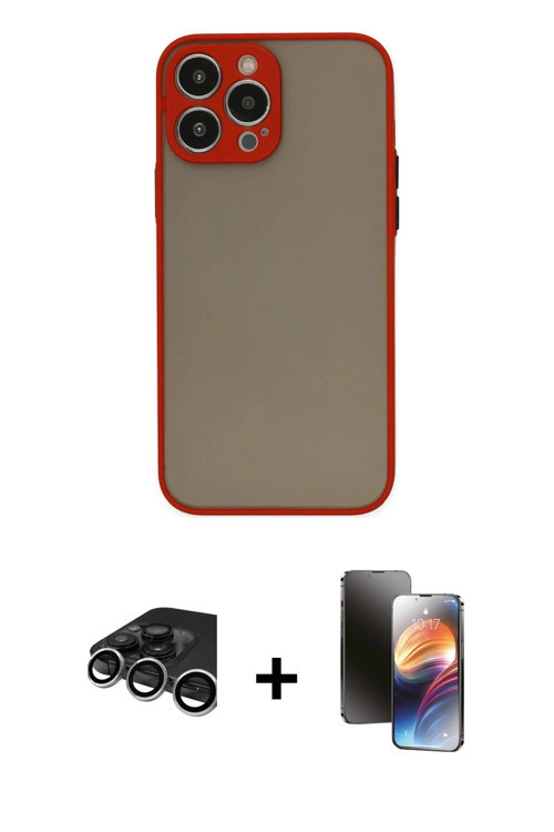 iPhone 15 Pro Max Kılıf Ahenk Çizgi Serisi - Siyah 3D Antistatik Mat Seramik Nano Ekran Koruyuc