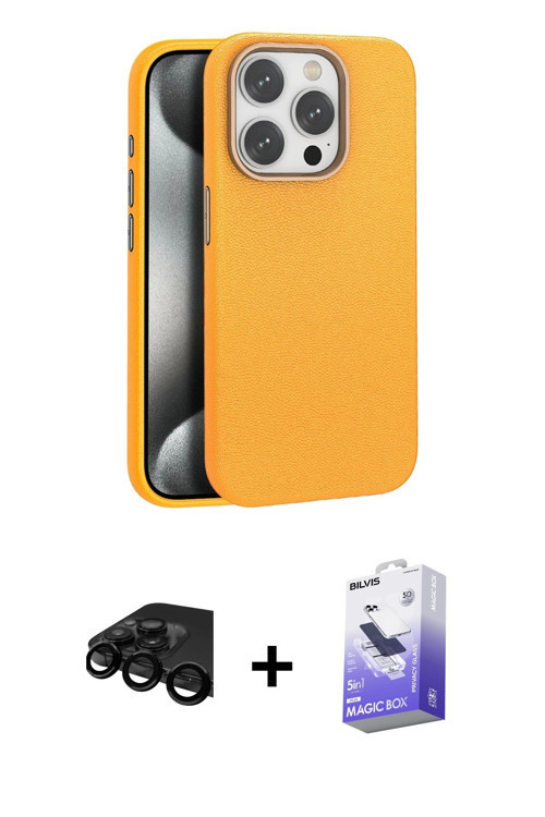 iPhone 15 Pro Kılıf Zirve Modern Prime - Siyah Bilvis 5in1 5D Magic Hayalet Cam Ekran Koruyucu