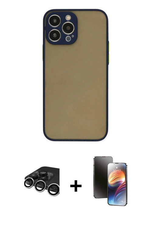 iPhone 15 Pro Max Kılıf Ahenk Çizgi Serisi - Siyah 3D Antistatik Mat Seramik Nano Ekran Koruyuc