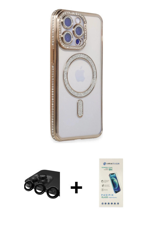 iPhone 15 Pro Kılıf Zirve Doku Prime - Şeffaf Pasifik Cam Ekran Koruyucu + Siyah Raze Metal Kam