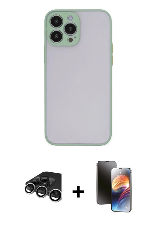 iPhone 15 Pro Max Kılıf Ahenk Çizgi Serisi - Siyah 3D Antistatik Mat Seramik Nano Ekran Koruyuc