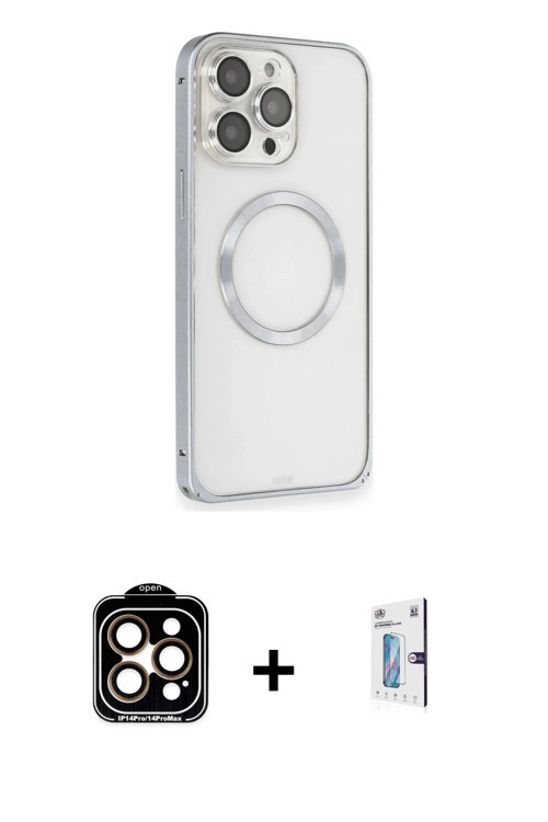 iPhone 15 Pro Max Kılıf Ahenk Işık Serisi - Siyah Bilvis 0.18mm Plus Cam Ekran Koruyucu + Turun