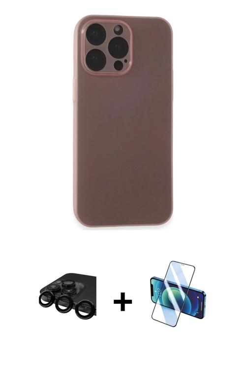 iPhone 15 Pro Max Kılıf Atlas Minimal Prime - Siyah 3D Antistatik Cam Ekran Koruyucu + Siyah Ra
