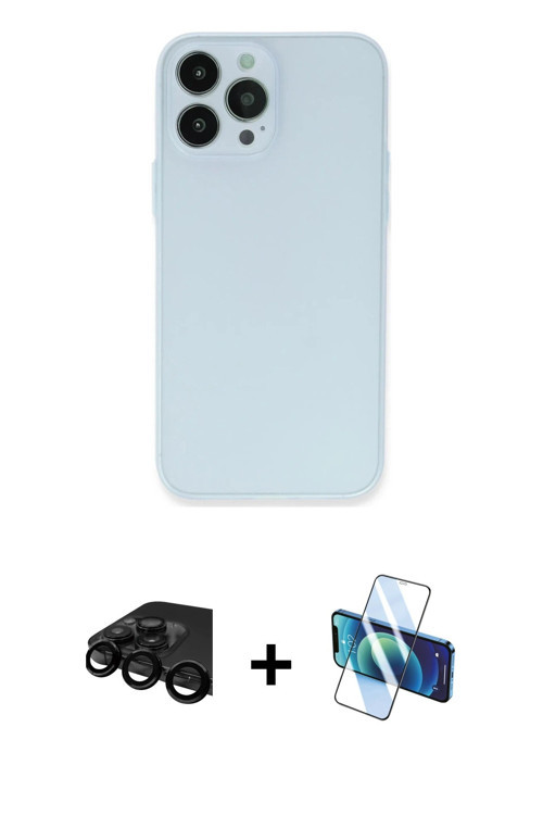 iPhone 15 Pro Max Kılıf Atlas Minimal Prime - Siyah 3D Antistatik Cam Ekran Koruyucu + Siyah Ra