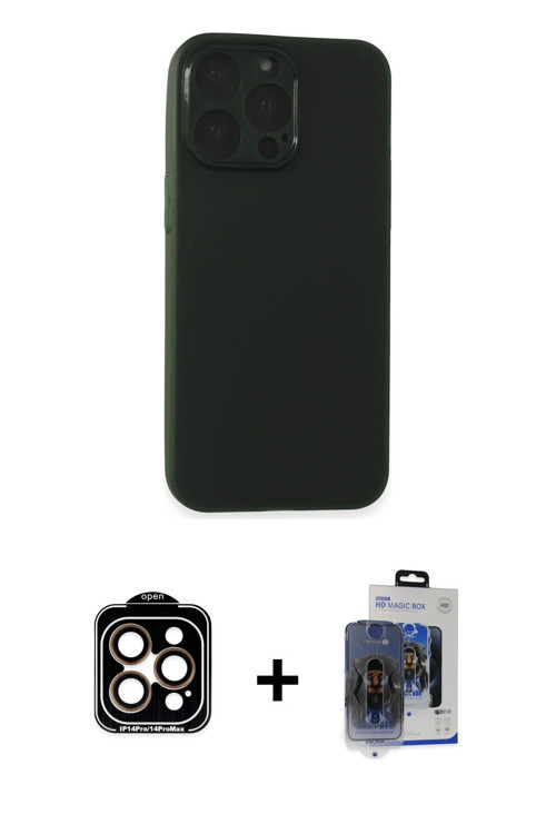 iPhone 15 Pro Max Kılıf Atlas Minimal Prime - Siyah Vanessa Magic Cam + Turuncu PVD Metal Kamer