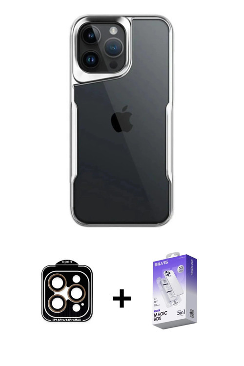 iPhone 15 Pro Max Kılıf Akış Çizgi Koleksiyonu - Siyah Bilvis 5in1 3D Magic Cam Ekran Koruyucu