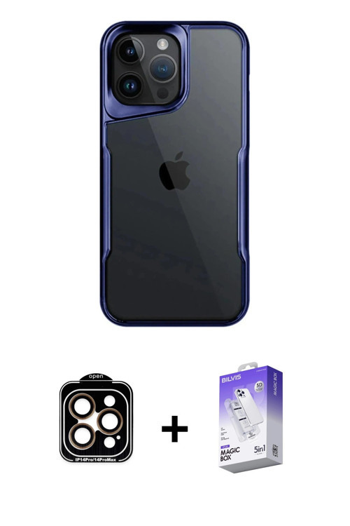 iPhone 15 Pro Max Kılıf Akış Çizgi Koleksiyonu - Siyah Bilvis 5in1 3D Magic Cam Ekran Koruyucu