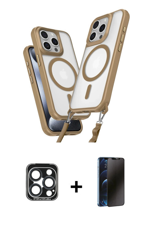 iPhone 15 Pro Max Kılıf Atlas Doku Koleksiyonu - Siyah 3D Antistatik Hayalet Cam Ekran Koruyucu