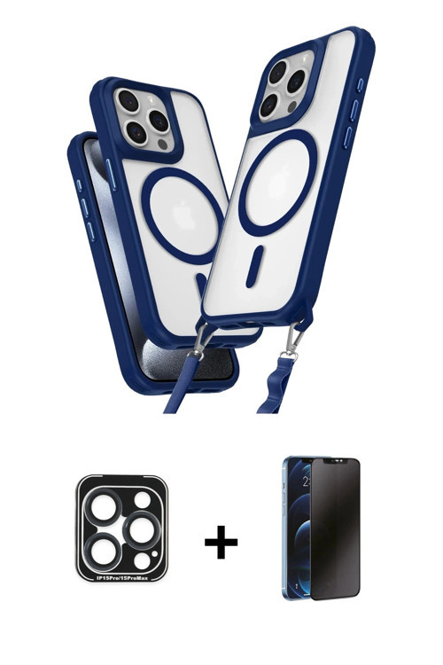 iPhone 15 Pro Max Kılıf Atlas Doku Koleksiyonu - Siyah 3D Antistatik Hayalet Cam Ekran Koruyucu