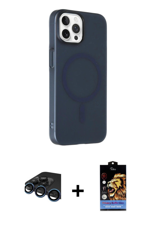 iPhone 15 Pro Max Kılıf Çekirdek Modern Prime - Siyah Buffer Hayalet Cam Ekran Koruyucu + Laciv