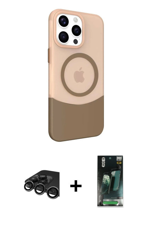 iPhone 15 Pro Max Kılıf Çekirdek Asil Özel Seri - Siyah 360 Mat Full Body Arka Koruyucu + Titan