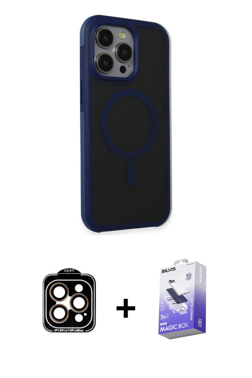 iPhone 15 Pro Max Kılıf Çekirdek Yansıma Prime - Siyah Bilvis 5in1 5D Magic Hayalet Cam Ekran K