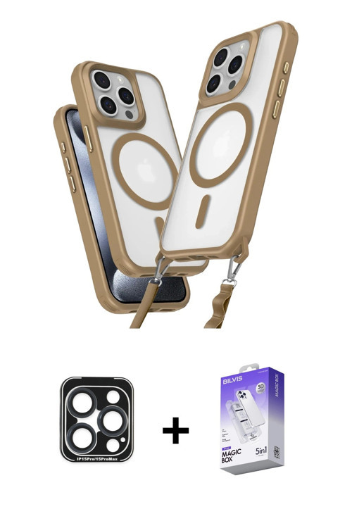 iPhone 15 Pro Max Kılıf Atlas Doku Koleksiyonu - Siyah Bilvis 5in1 3D Magic Cam Ekran Koruyucu