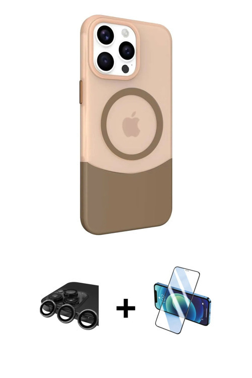 iPhone 15 Pro Max Kılıf Çekirdek Asil Özel Seri - Siyah 3D Antistatik Cam Ekran Koruyucu + Tita