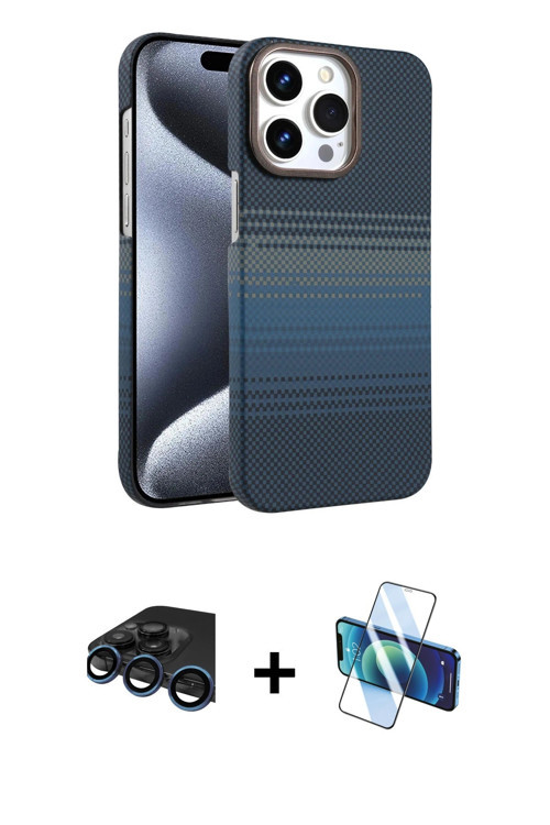 iPhone 15 Pro Max Kılıf Doruk Serisi - Siyah 3D Antistatik Seramik Nano Ekran Koruyucu + Lacive