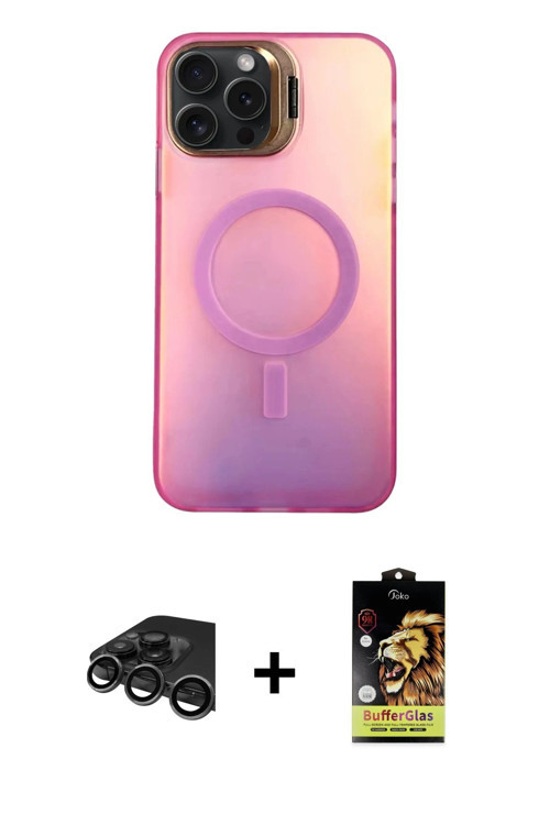 ieg™ iPhone 15 Pro Max Kılıf Doruk Klasik Prime - Siyah Buffer Cam Ekran Koruyucu + Titanyum Gri Raz