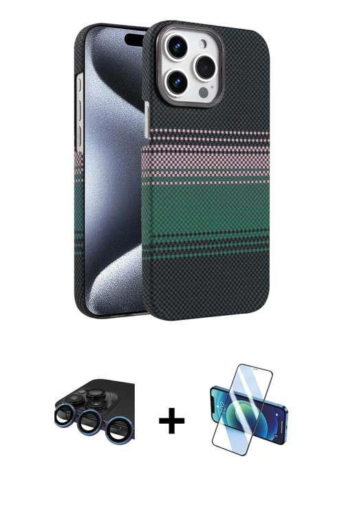 iPhone 15 Pro Max Kılıf Doruk Serisi - Siyah 3D Antistatik Seramik Nano Ekran Koruyucu + Lacive