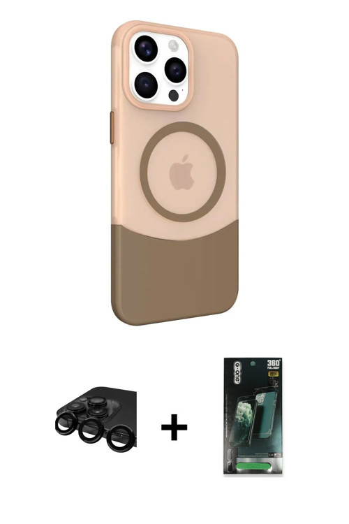 iPhone 15 Pro Max Kılıf Çekirdek Asil Özel Seri - Şeffaf 360 Full Body Arka Koruyucu + Siyah Ra