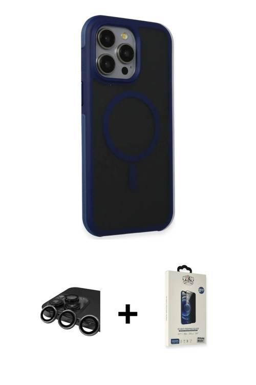 iPhone 15 Pro Max Kılıf Çekirdek Yansıma Prime - Siyah Bilvis Hayalet Cam Ekran Koruyucu + Tita