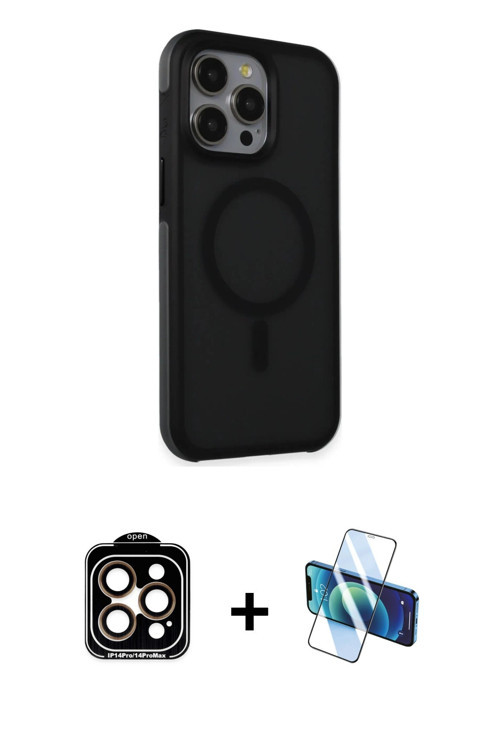 ieg™ iPhone 15 Pro Max Kılıf Çekirdek Yansıma Prime - Siyah 3D Antistatik Seramik Nano Ekran Koruyuc