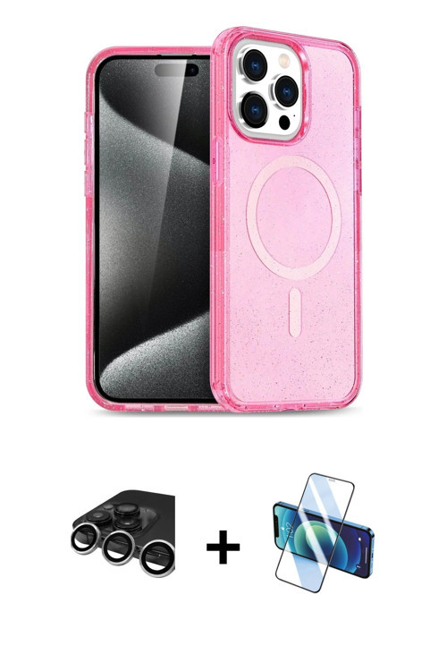 iPhone 15 Pro Max Kılıf Eksen Doku Koleksiyonu - Siyah 3D Antistatik Seramik Nano Ekran Koruyuc