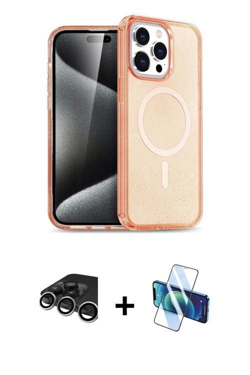 iPhone 15 Pro Max Kılıf Eksen Doku Koleksiyonu - Siyah 3D Antistatik Seramik Nano Ekran Koruyuc