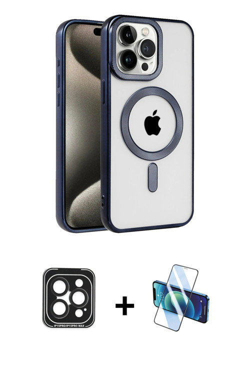 iPhone 15 Pro Max Kılıf Eksen Form Koleksiyonu - Siyah 3D Antistatik Seramik Nano Ekran Koruyuc