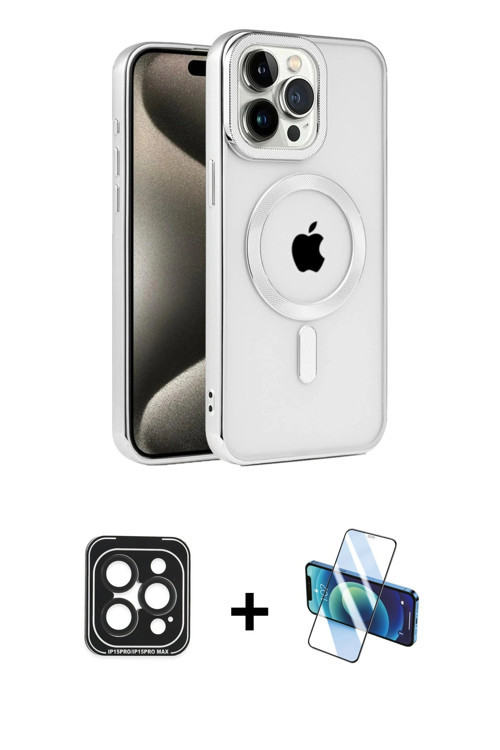 iPhone 15 Pro Max Kılıf Eksen Form Koleksiyonu - Siyah 3D Antistatik Seramik Nano Ekran Koruyuc