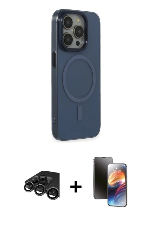 iPhone 15 Pro Max Kılıf Eksen Işık Prime - Siyah 3D Antistatik Mat Seramik Nano Ekran Koruyucu
